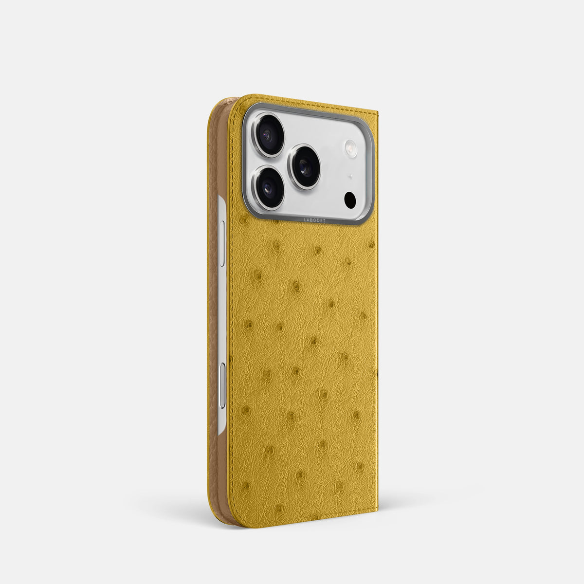 Folio Case For iPhone 17 Pro In Ostrich -1 | Gold-Steel