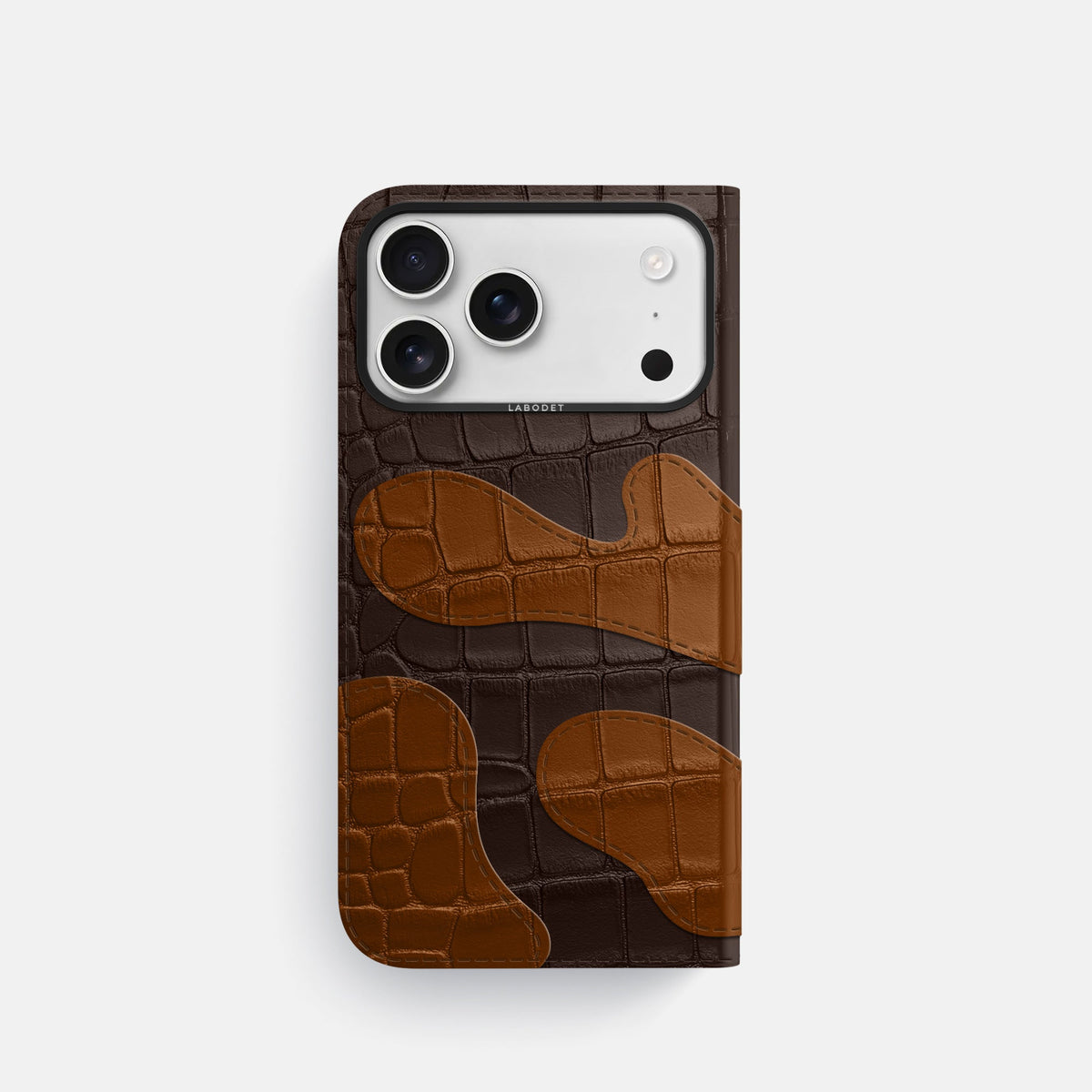 Camouflage Folio For iPhone 18 Pro In Alligator -3 | Dark-Brown-Black