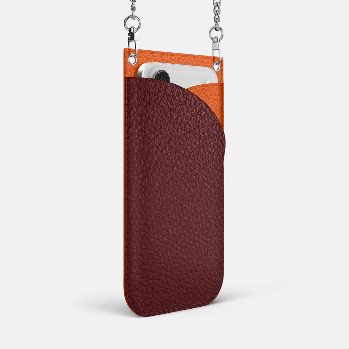 Crossbody Bag For iPhone 18 Pro Max In Calf -2 | Bordeaux-Steel