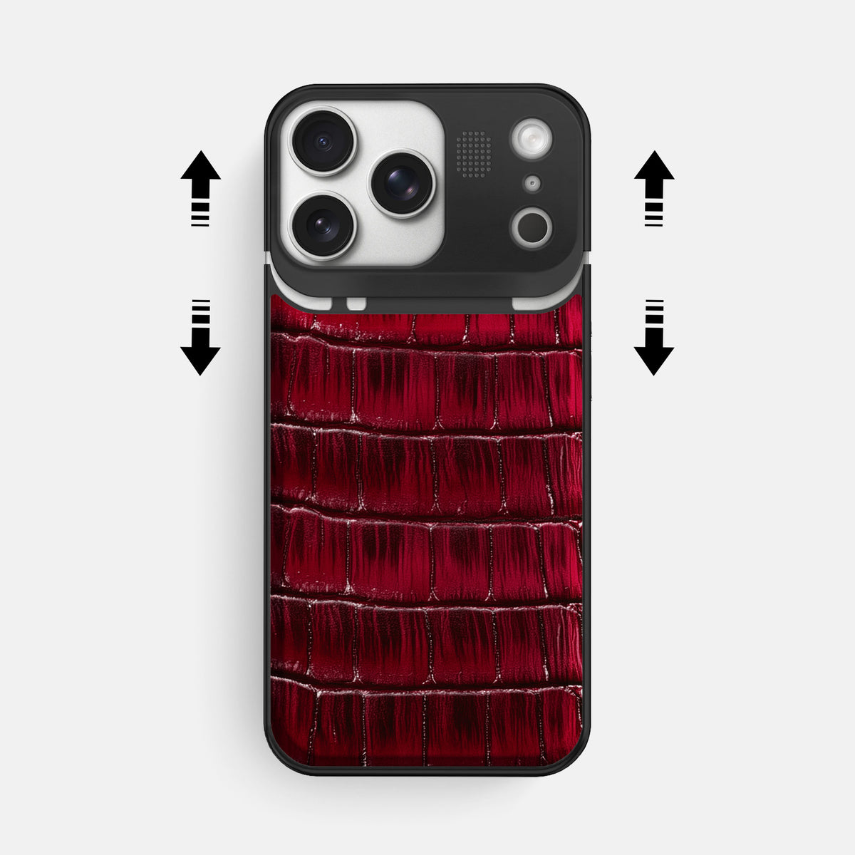 Metal Case For iPhone 17 Pro Max In Patina Alligator -2 | Havana-Burgundy-Black