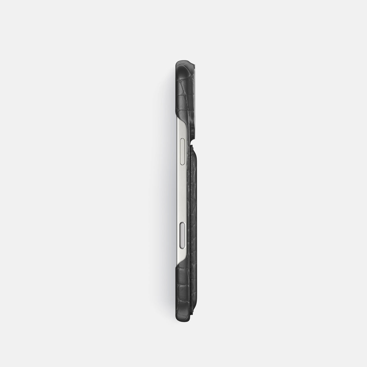 Double Card Case For iPhone 17 Pro In Alligator -3 | Grey-Steel