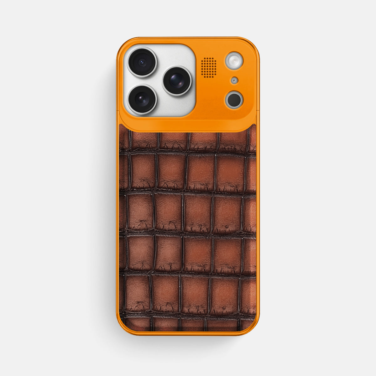 Metal Case For iPhone 17 Pro Max In Patina Alligator -1 | Baobab-Orange