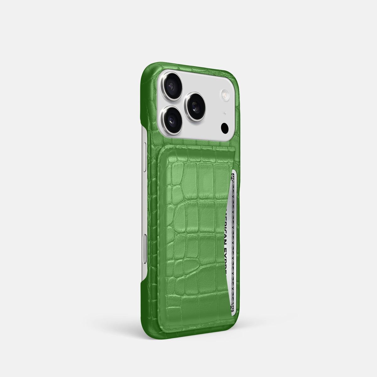 Slim Card Case For iPhone 18 Pro In Alligator -2 | Apple-Green