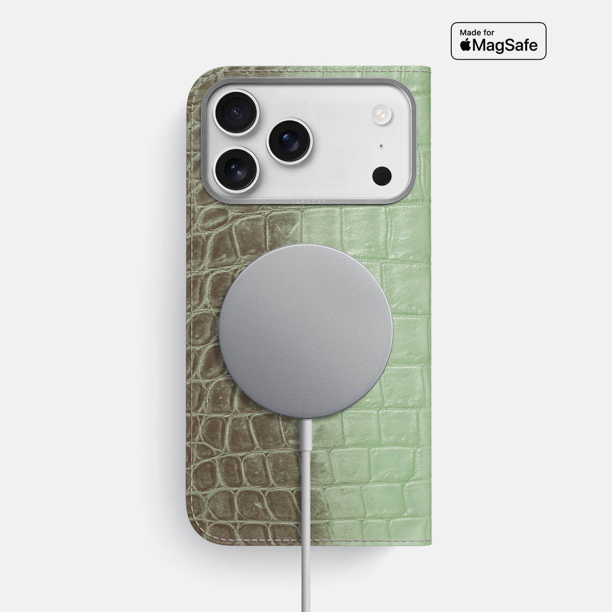 Folio Case For iPhone 17 Pro Max In Himalayan Crocodile -3 | Pistachio-Steel