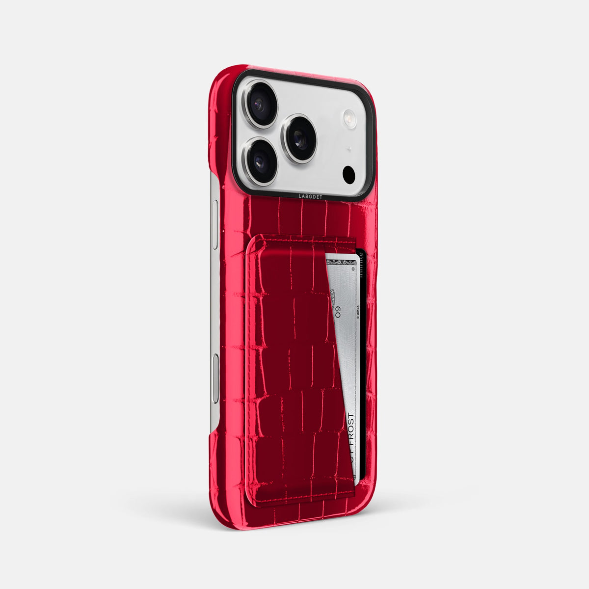Double Card Case For iPhone 18 Pro Max In Shiny Alligator -2 | Cherry-Black