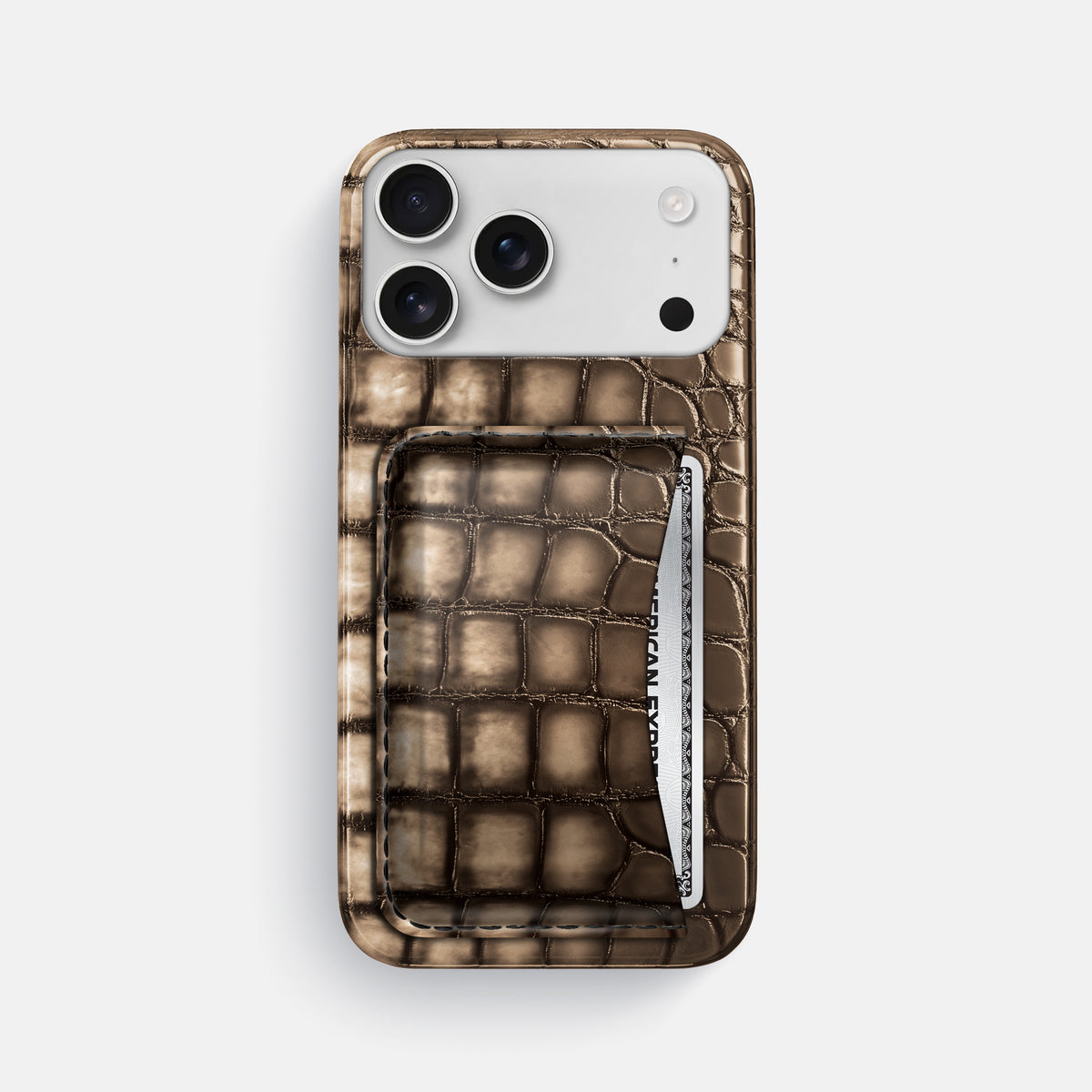 Slim Card Case For iPhone 17 Pro Max In Patina Alligator -1 | Etoupe