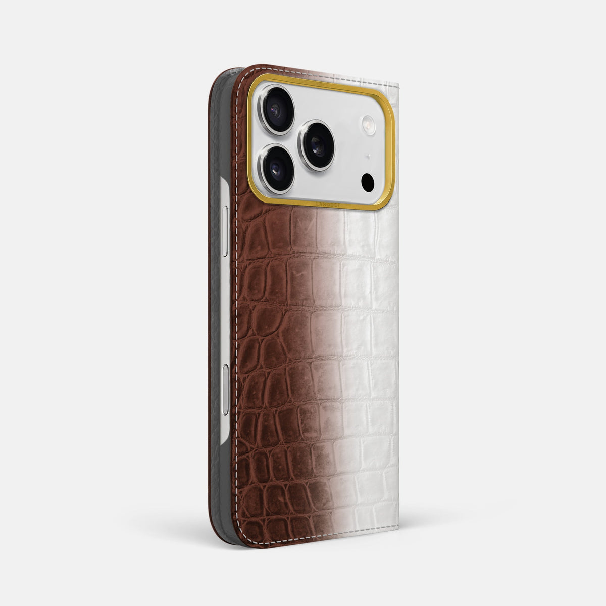 Folio Case For iPhone 18 Pro Max In Himalayan Crocodile -1 | Dark-Brown-Gold