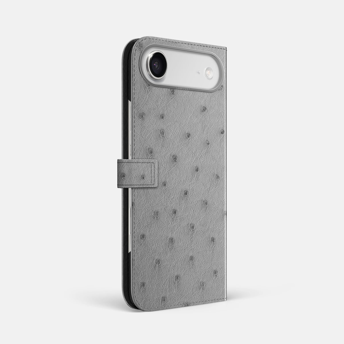 Folio Case with Clasp For iPhone 17 Air In Ostrich -1 | Silver-Steel