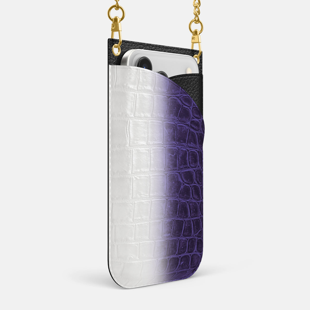 Crossbody Bag For iPhone 17 Pro Max In Himalayan Crocodile -2 | Purple-Gold