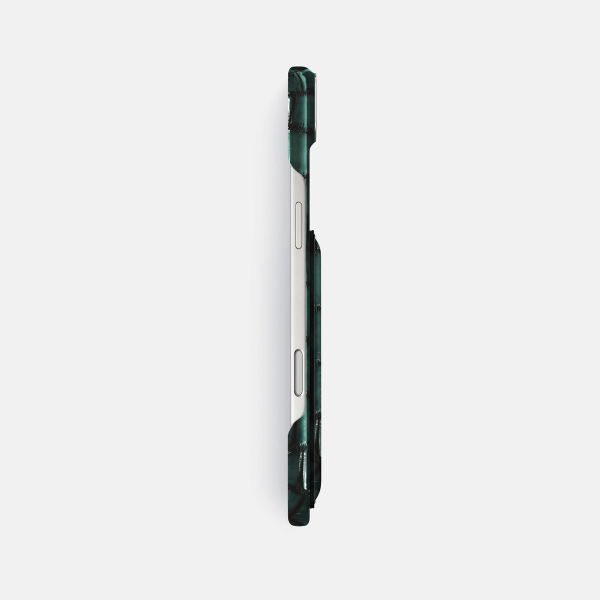 Double Card Case For iPhone 17 Air In Patina Alligator -3 | Green-Steel