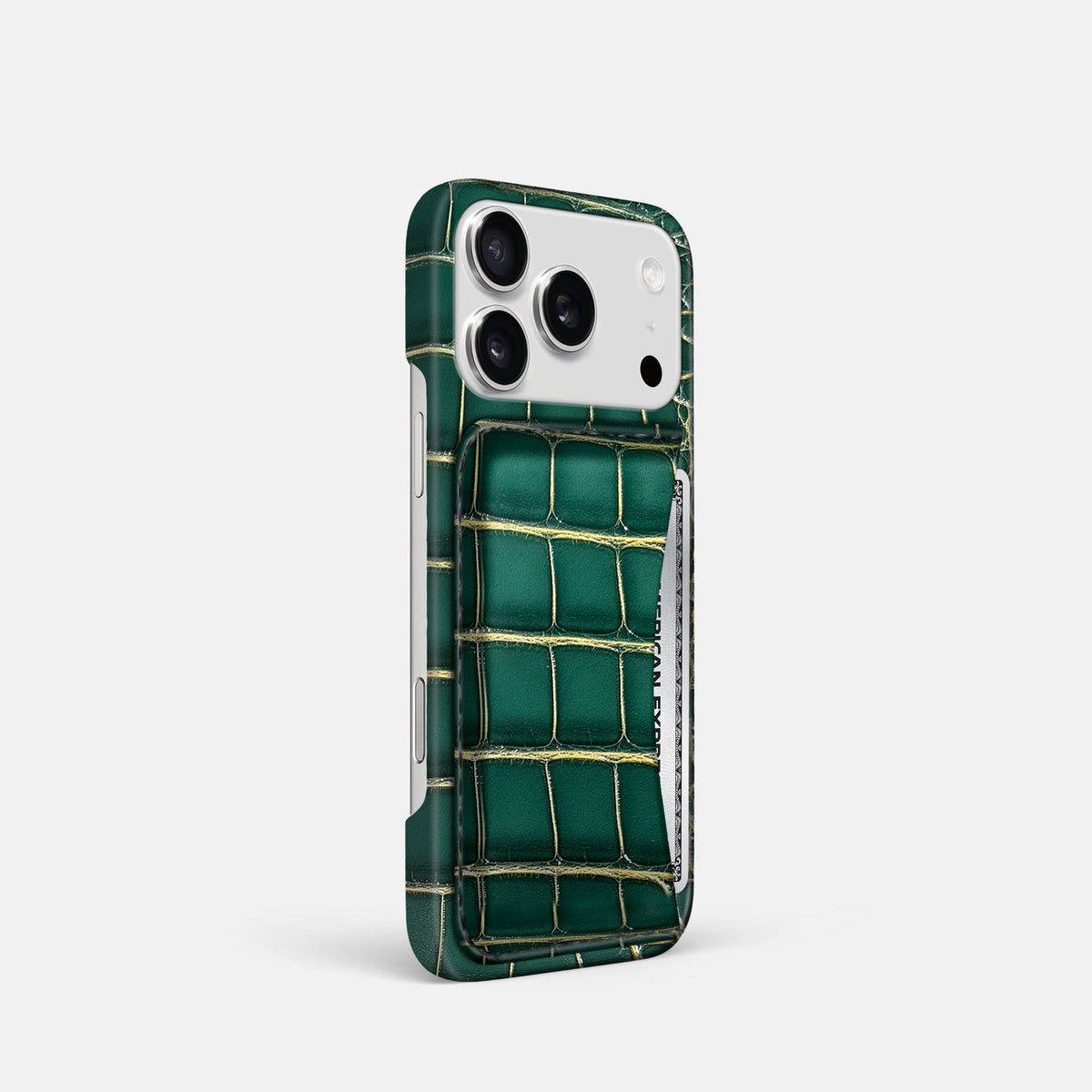 Slim Card Case For iPhone 18 Pro In Patina Alligator -2 | Cambridge