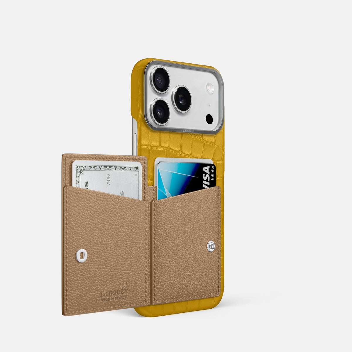 Bi-Fold Case For iPhone 18 Pro In Alligator -2 | Yellow-Steel