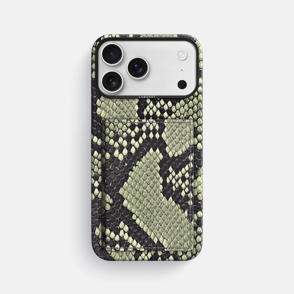 Bi-Fold Case For iPhone 17 Pro Max In Deluxe Python -1 | Army-Green-Black