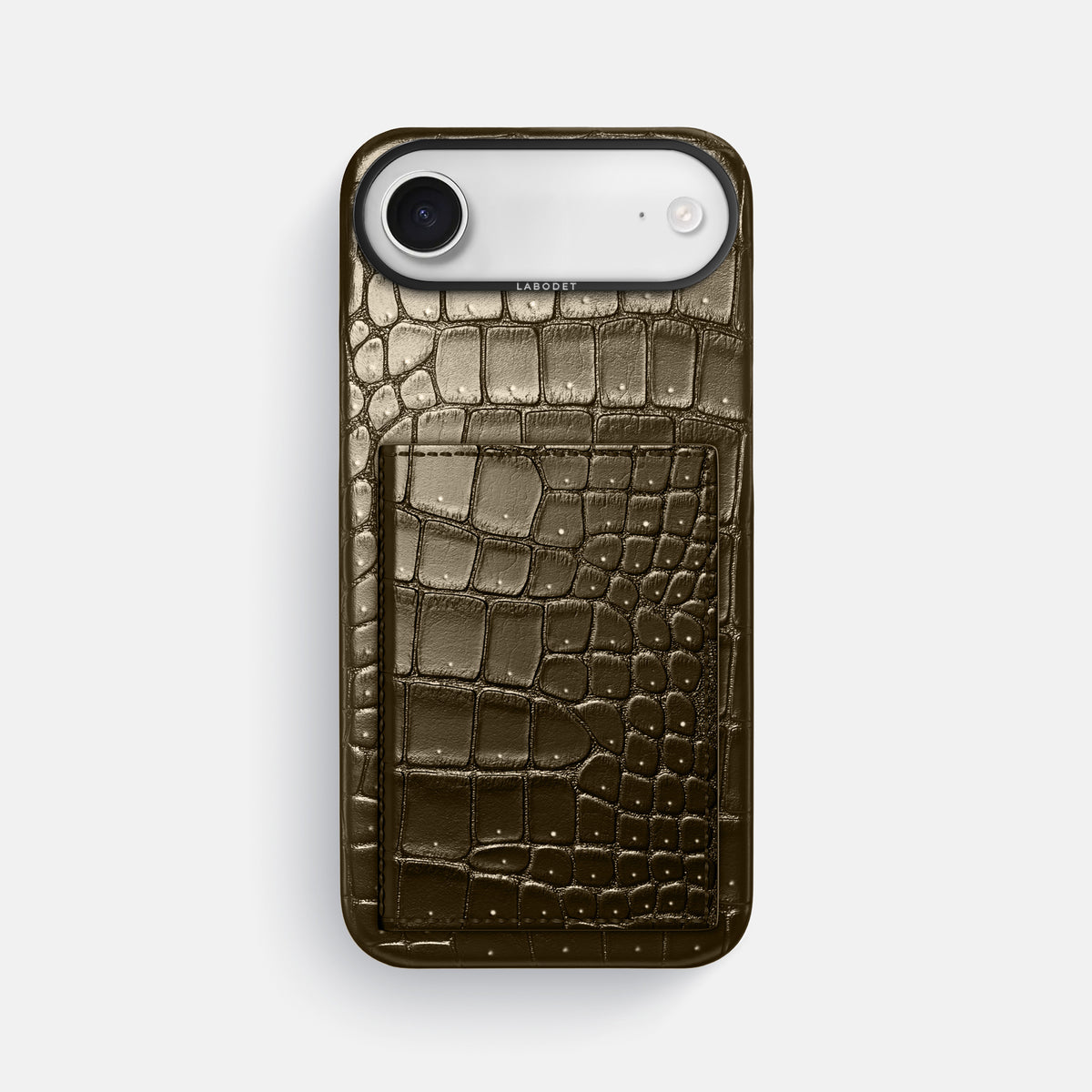 Bi-Fold Case For iPhone 17 Air In Porosus Crocodile -1 | Bronze-Black