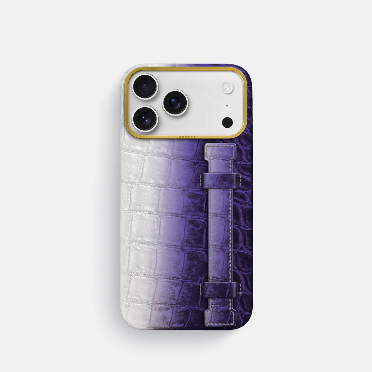 Handle Case For iPhone 18 Pro In Himalayan Crocodile -1 | Purple-Gold