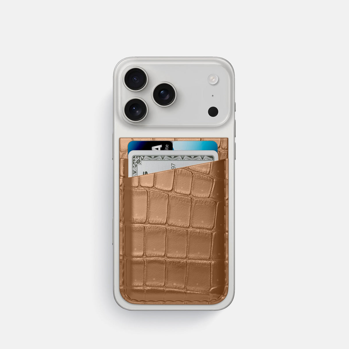 MagSafe Wallet For iPhone 18 Pro In Porosus Crocodile -1 | Milk-Chocolate