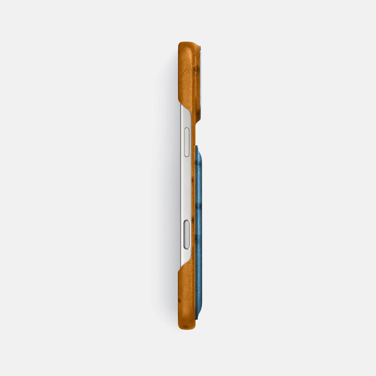 Double Card Case Coloré For iPhone 18 Pro Max In Ostrich -3 | Chestnut-Steel