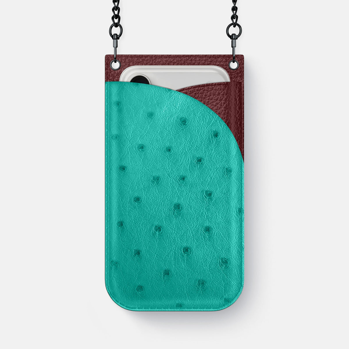 Crossbody Bag For iPhone 18 Pro Max In Ostrich -1 | Turquoise-Black