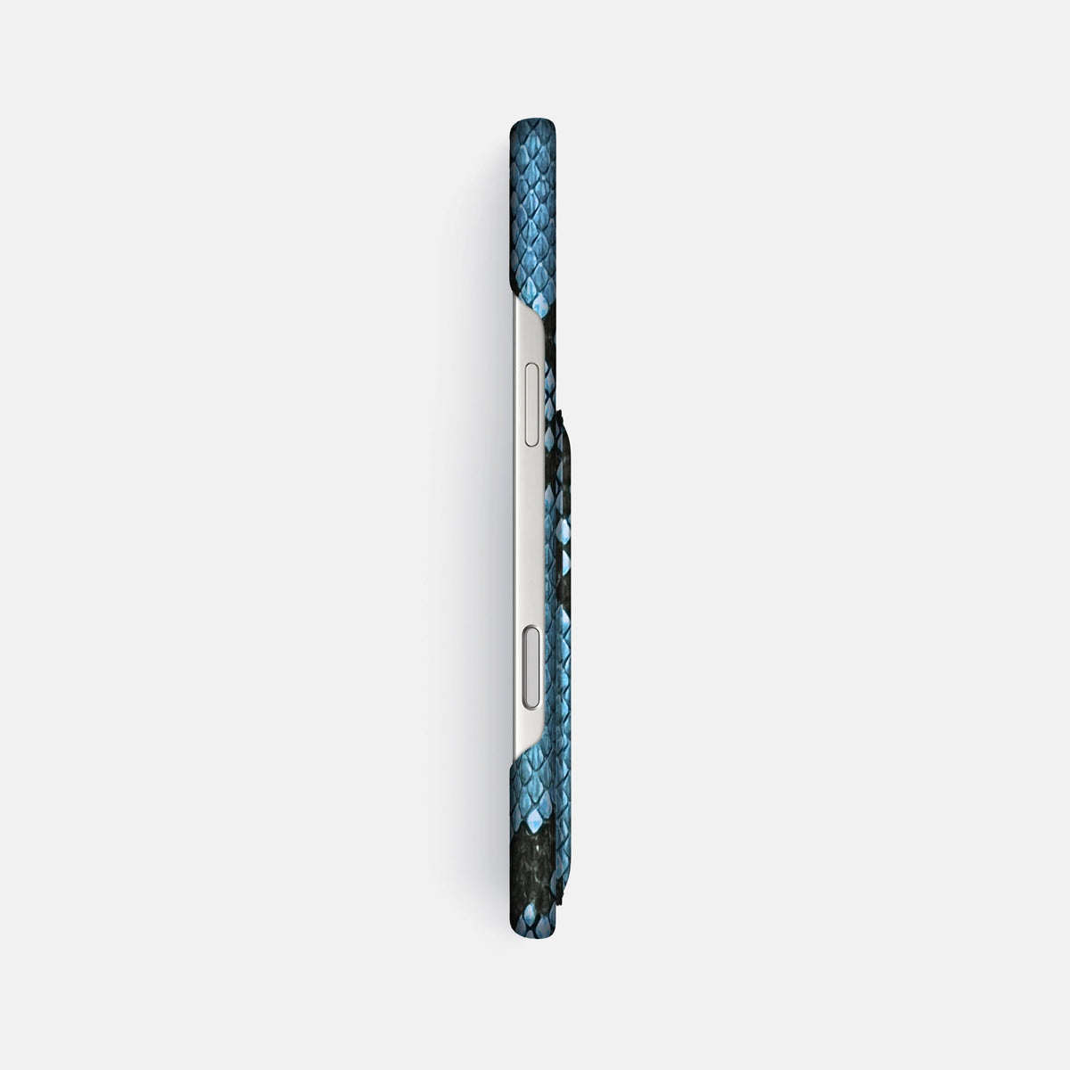 Slim Card Case For iPhone 18 Pro Max In Deluxe Python -3 | Pacific-Blue