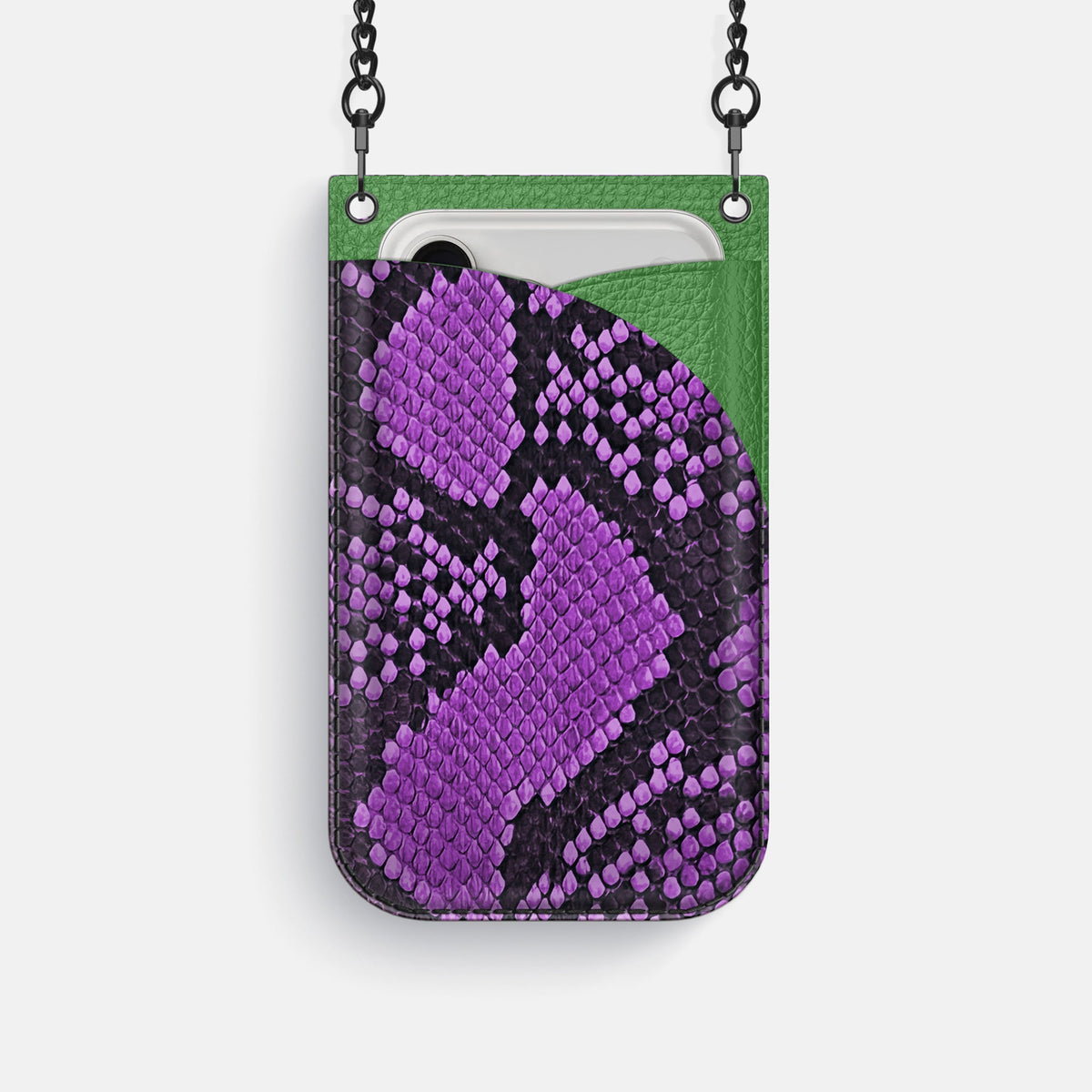 Crossbody Bag For iPhone 18 Pro In Deluxe Python -1 | Purple-Black