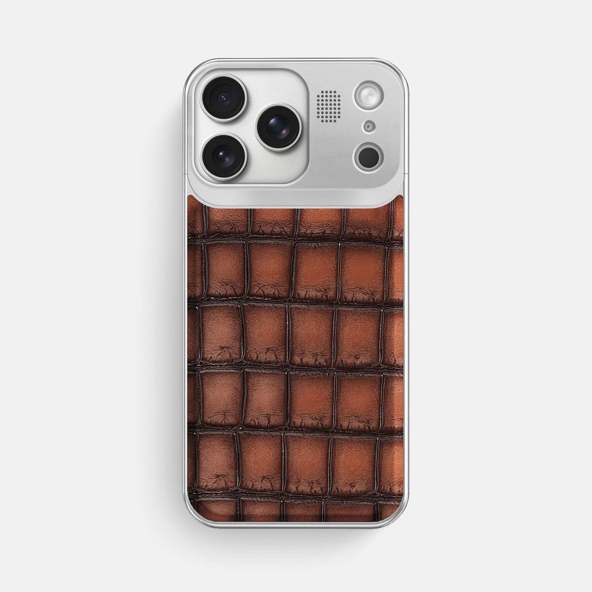 Metal Case For iPhone 17 Pro Max In Patina Alligator -1 | Baobab-Steel