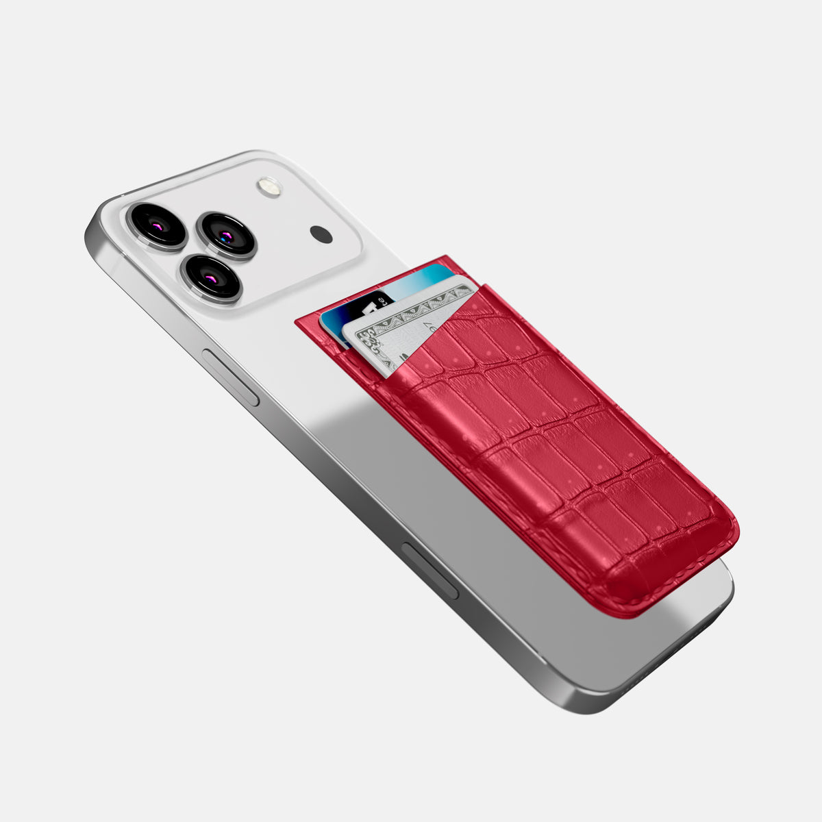 MagSafe Wallet For iPhone 17 Pro In Porosus Crocodile -4 | Burgundy