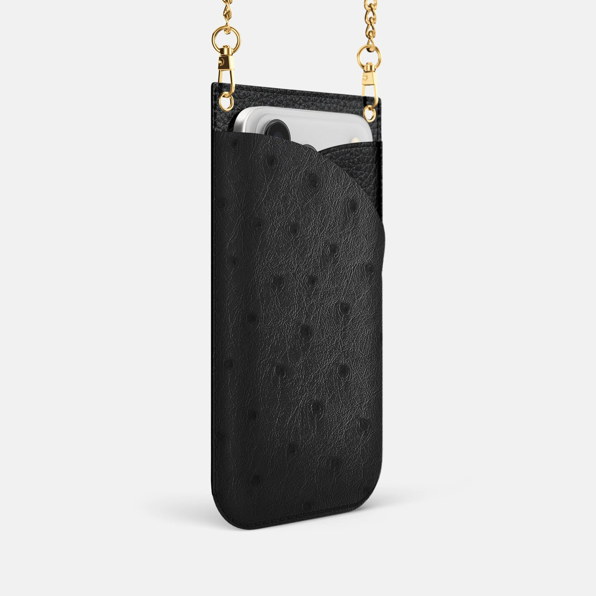 Crossbody Bag For iPhone 18 Pro In Ostrich -2 | Black-Gold