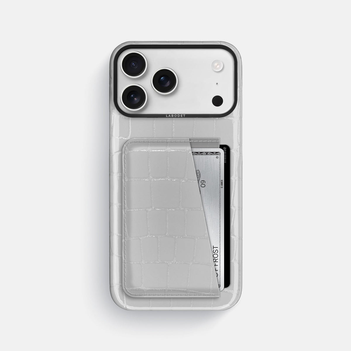 Double Card Case For iPhone 18 Pro Max In Shiny Alligator -1 | White-Black