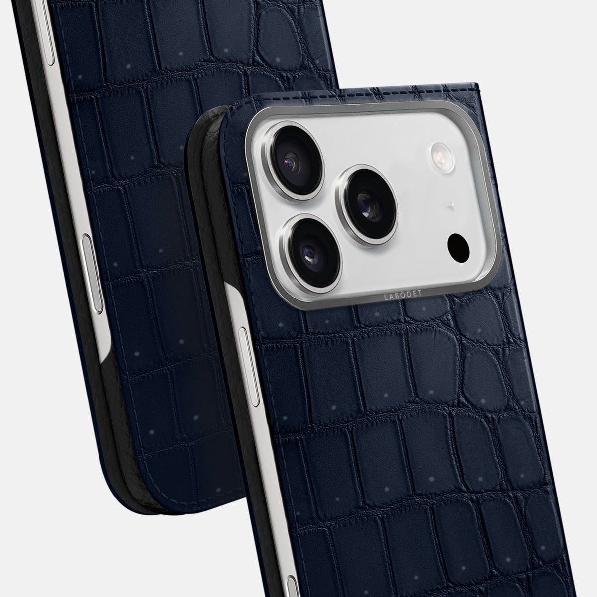 Folio Case For iPhone 17 Pro In Porosus Crocodile -5 | Deep-Blue-Sea-Steel