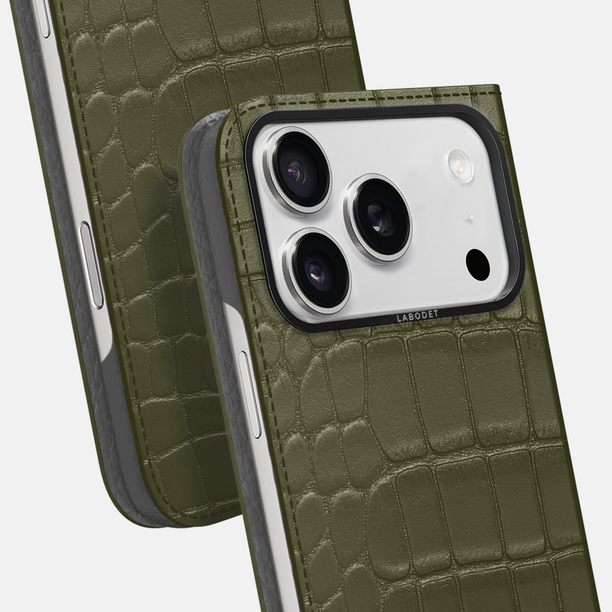 Folio Case For iPhone 17 Pro Max In Alligator -5 | Kaki-Green-Black