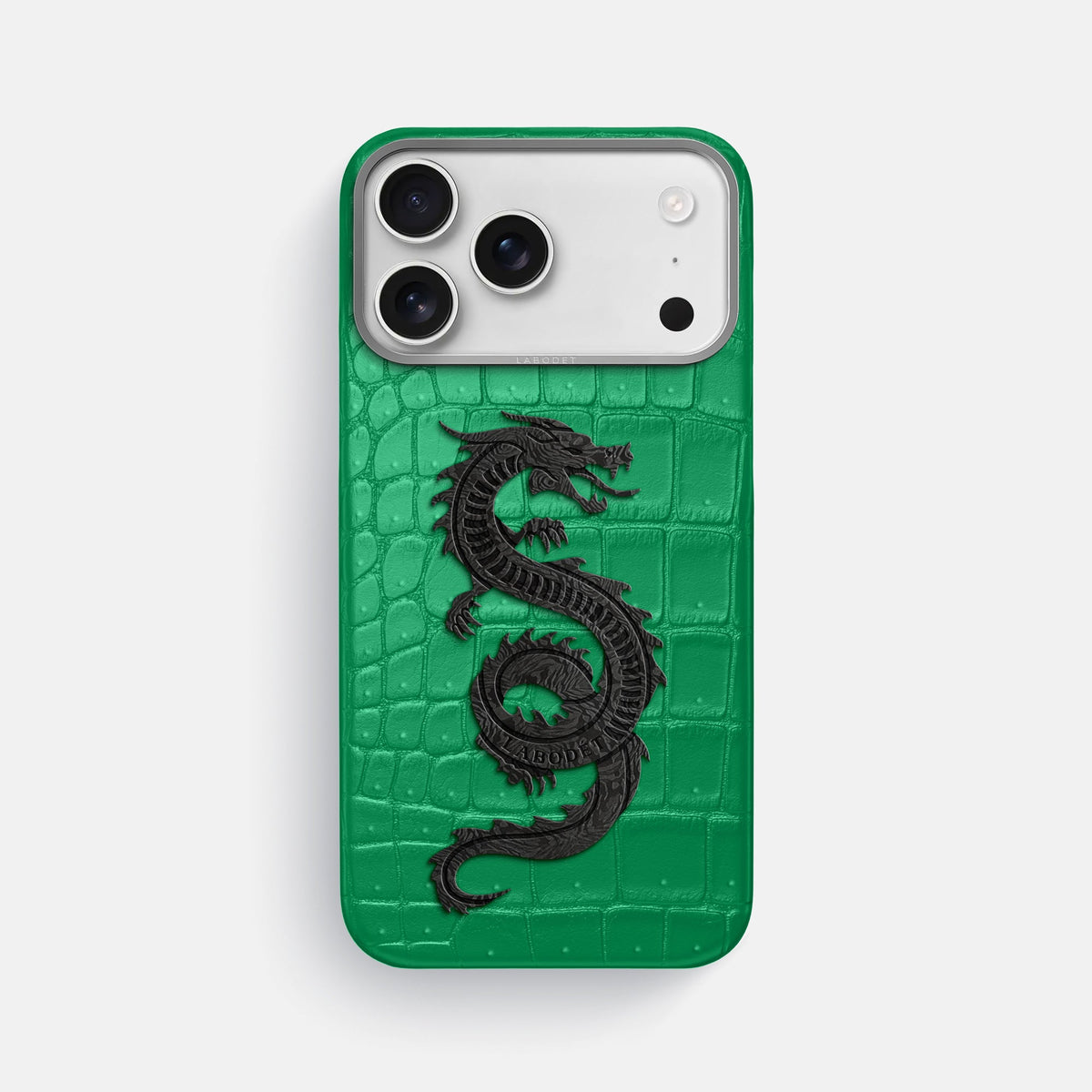 Classic Case With Carbon Dragon For iPhone 18 Pro Max In Porosus Crocodile -1 | Cactus-Green-Steel