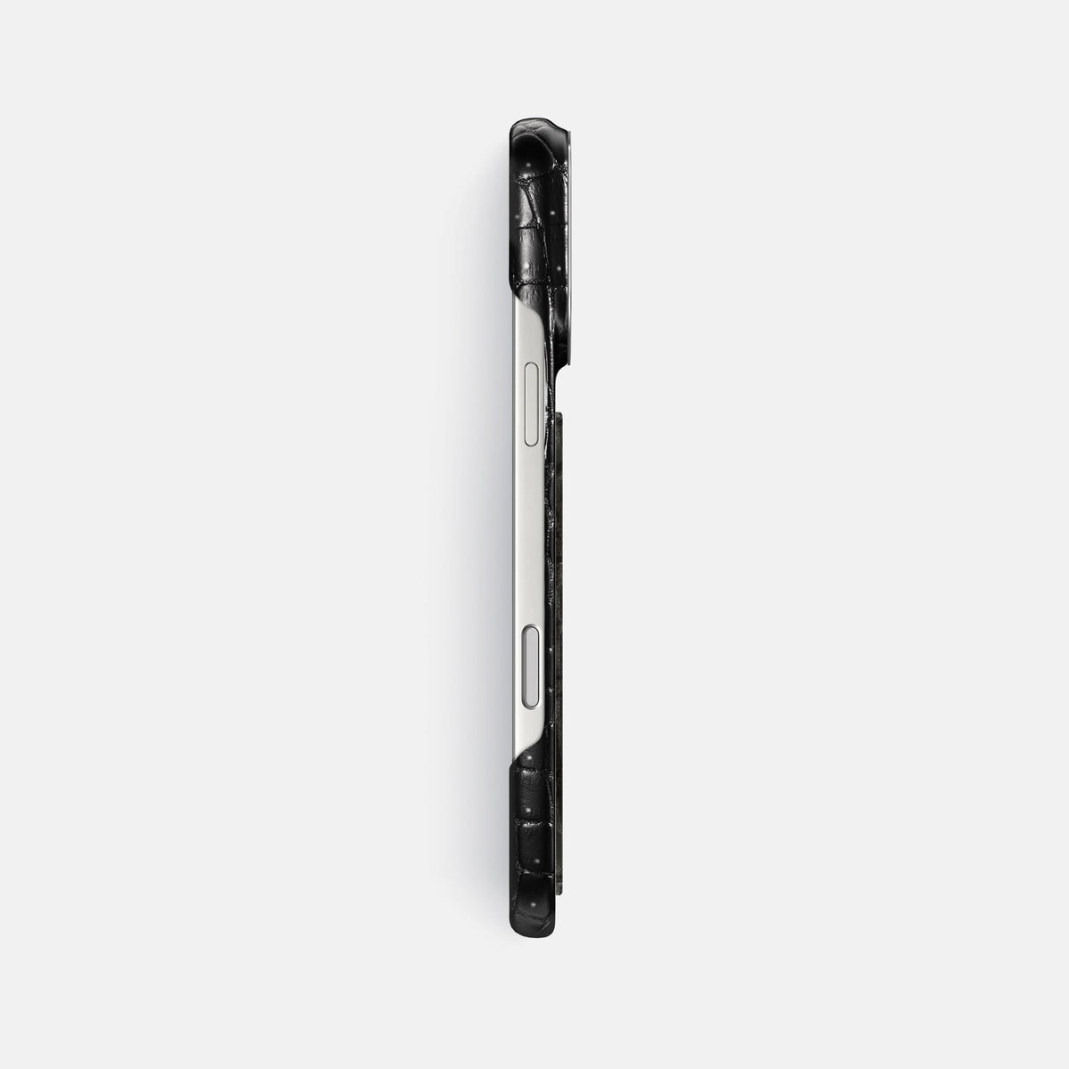 Classic Case With Carbon Dragon For iPhone 18 Pro Max In Porosus Crocodile -3 | Shiny-Black-Steel