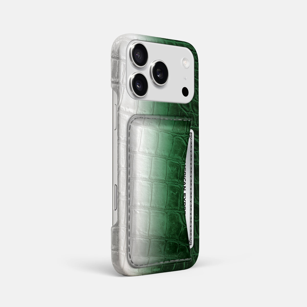 Slim Card Case For iPhone 17 Pro Max In Himalayan Crocodile -2 | Green