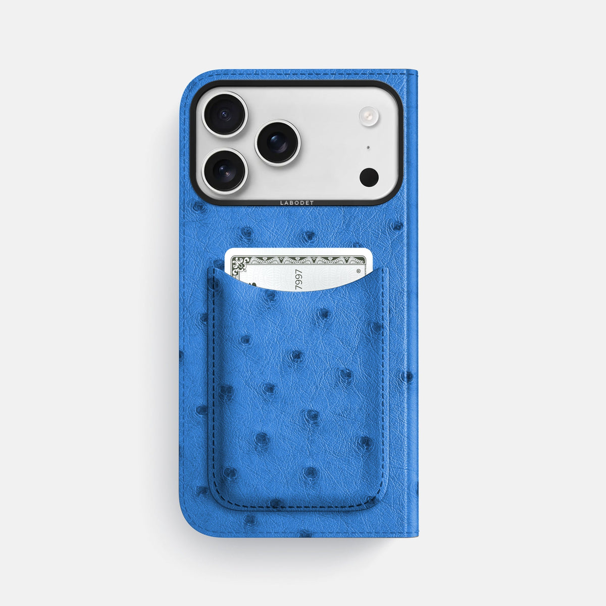 Folio Case with Card For iPhone 18 Pro Max In Ostrich -3 | Royal-Blue-Black