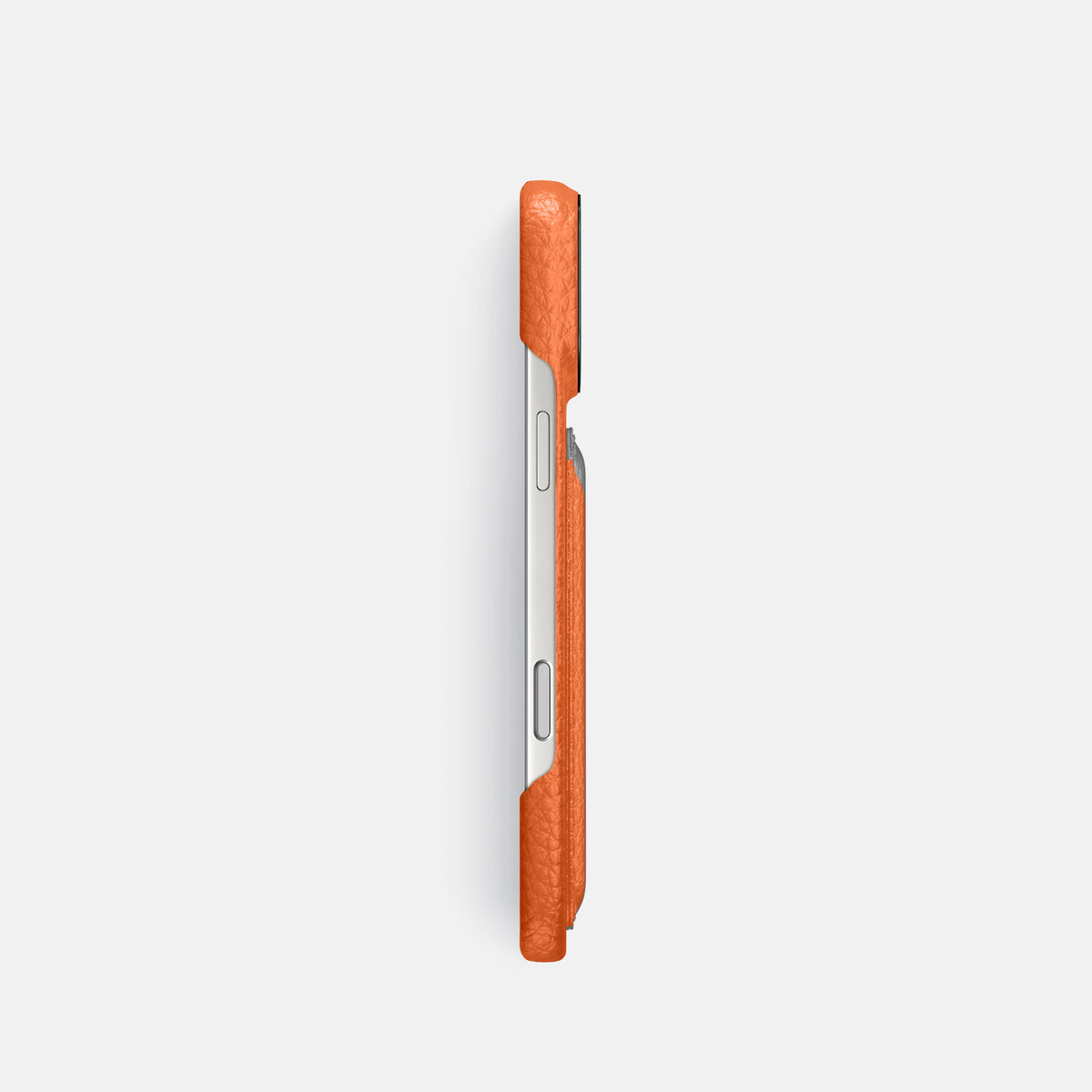 Double Card Case For iPhone 17 Pro In Calf -3 | Orange-Black