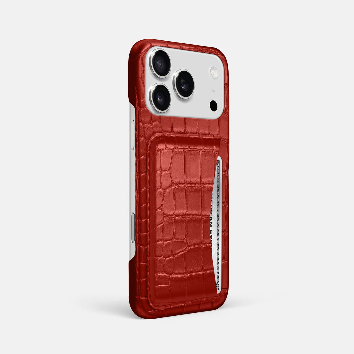 Slim Card Case For iPhone 18 Pro Max In Alligator -2 | Red