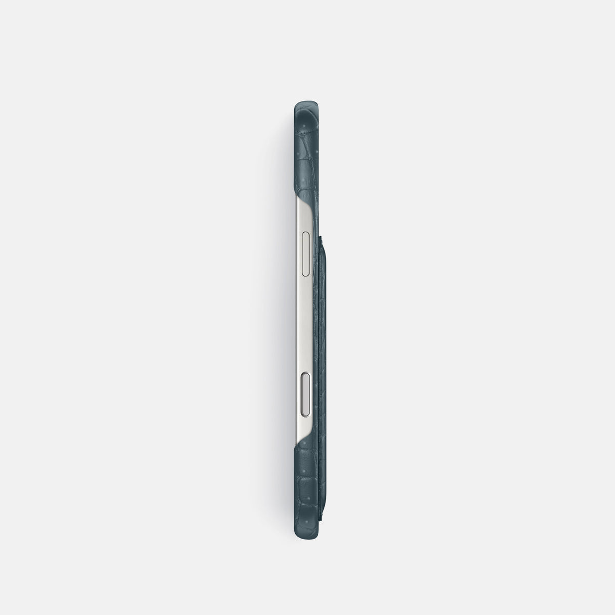 Slim Card Case For iPhone 17 Pro In Porosus Crocodile -3 | Denim