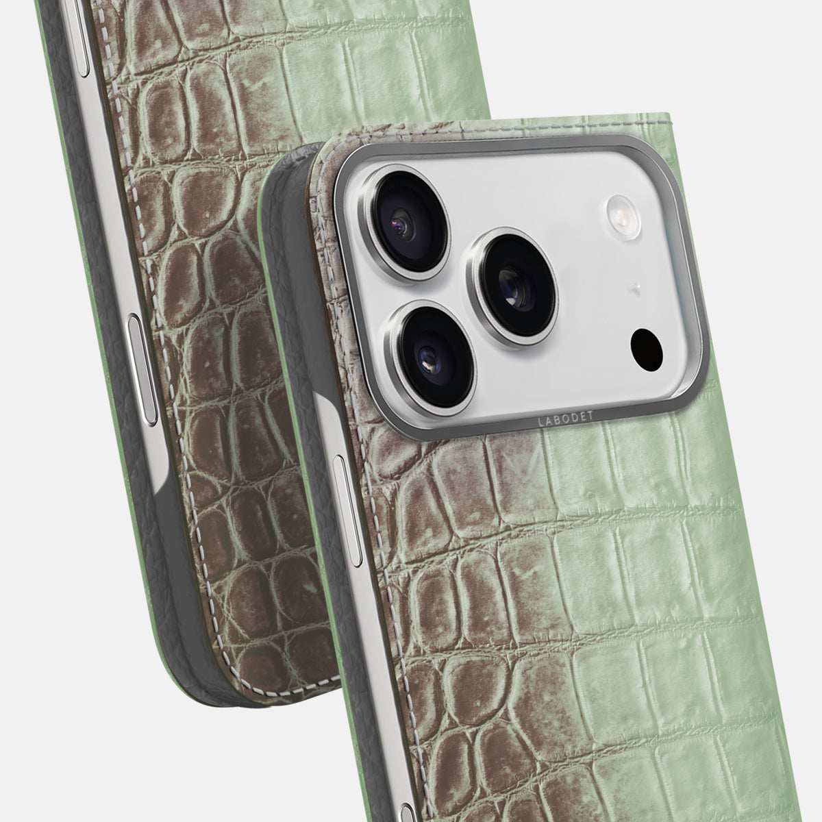 Folio Case For iPhone 17 Pro Max In Himalayan Crocodile -5 | Pistachio-Steel