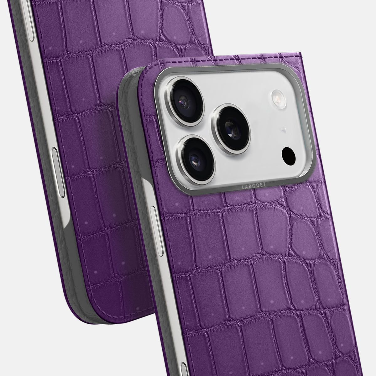 Folio Case For iPhone 17 Pro In Porosus Crocodile -5 | Purple-Steel