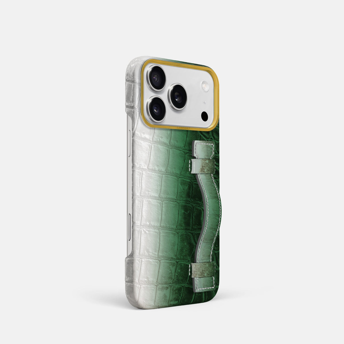 Handle Case For iPhone 18 Pro In Himalayan Crocodile -2 | Green-Gold