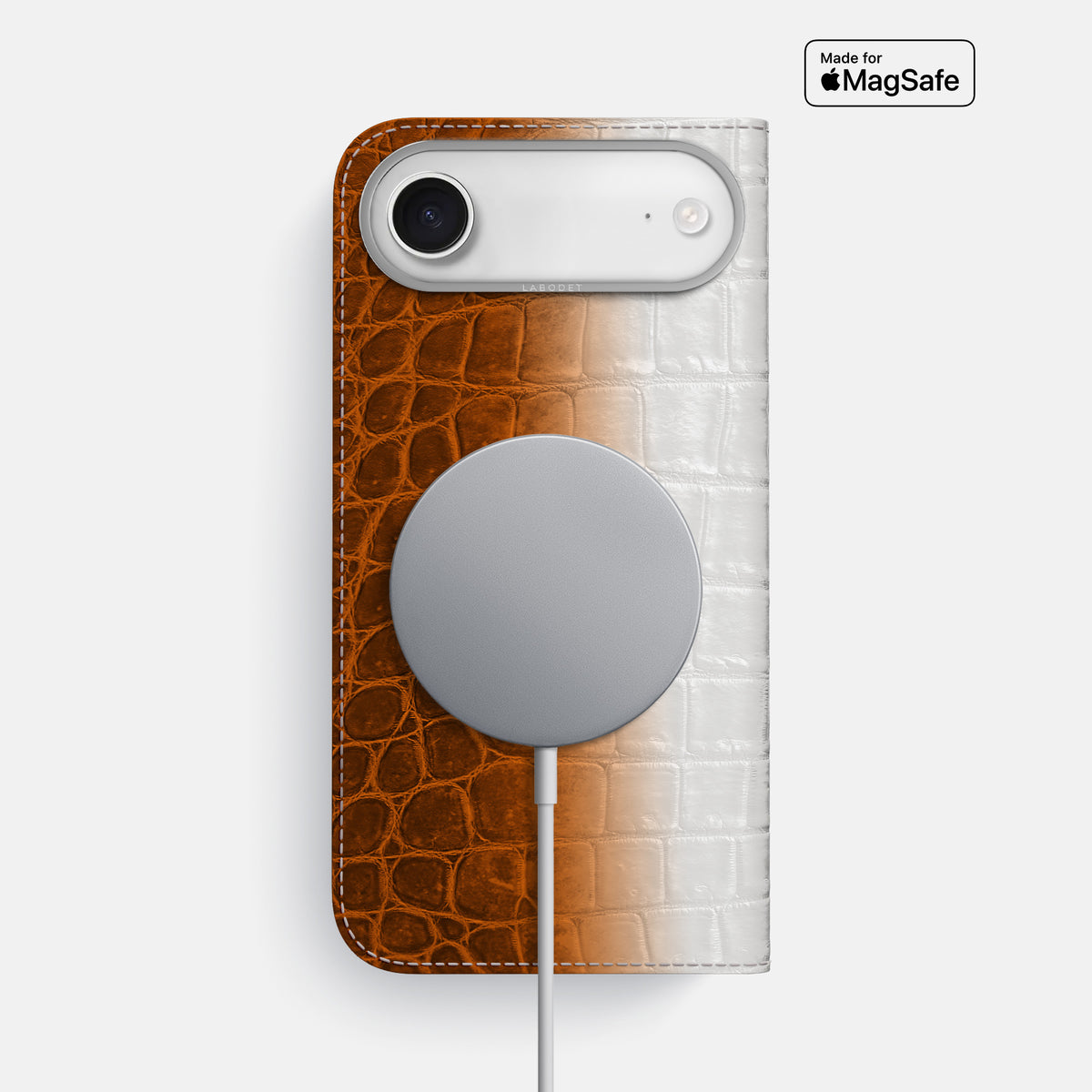 Folio Case For iPhone 17 Air In Himalayan Crocodile -3 | Orange-Steel
