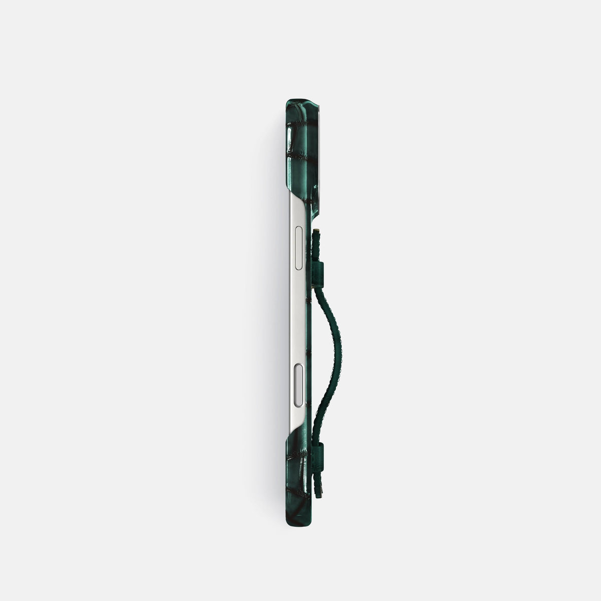 Handle Case For iPhone 18 Pro In Patina Alligator -3 | Green-Steel