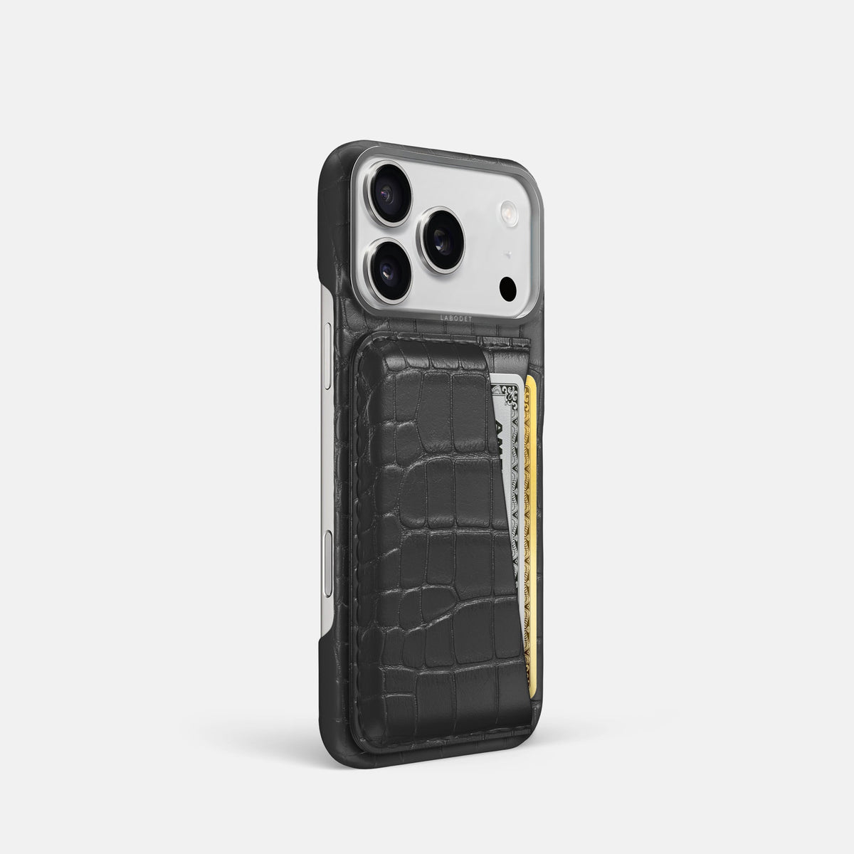 Double Card Case For iPhone 18 Pro In Alligator -2 | Grey-Steel