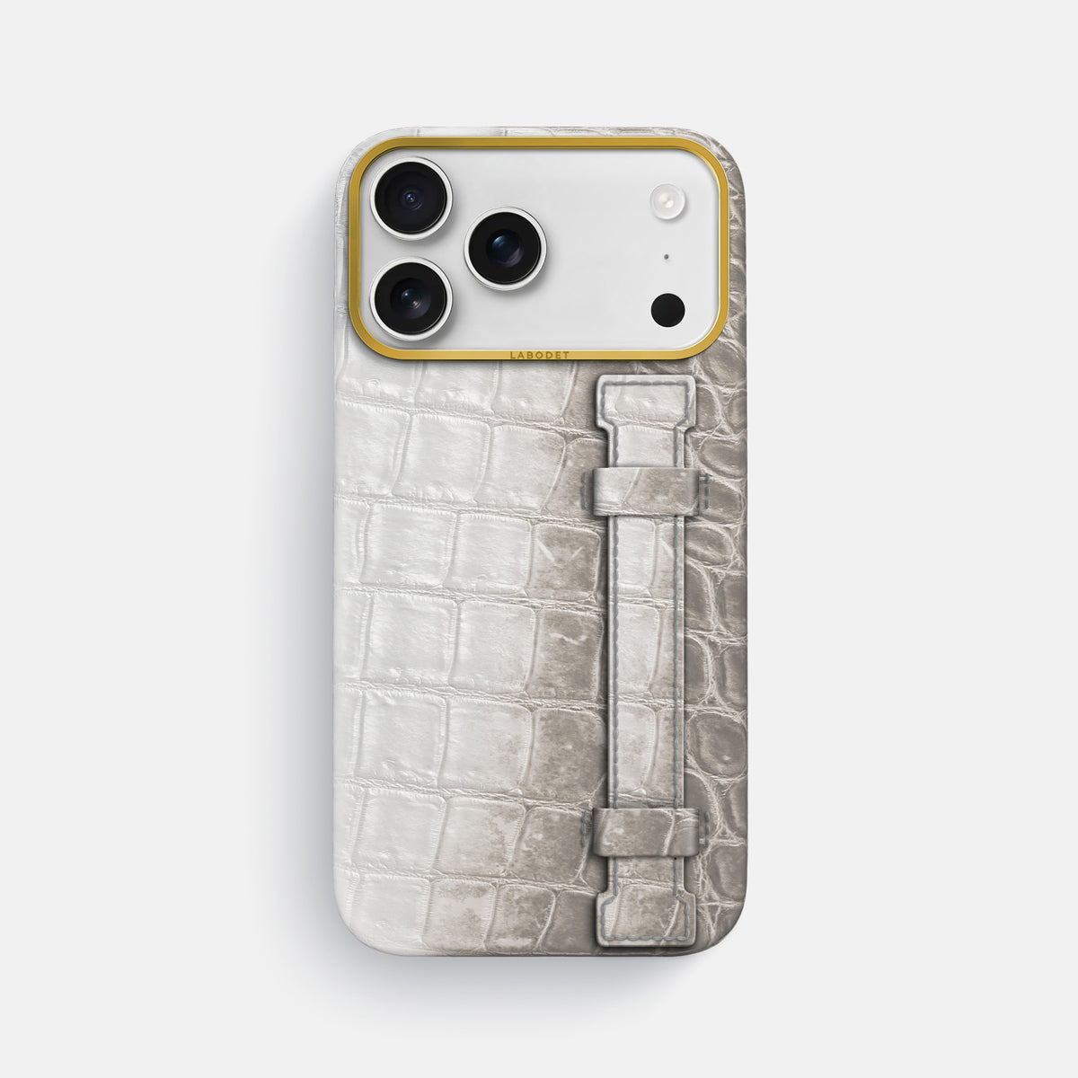 Handle Case For iPhone 17 Pro Max In Himalayan Crocodile -1 | Grey-Gold