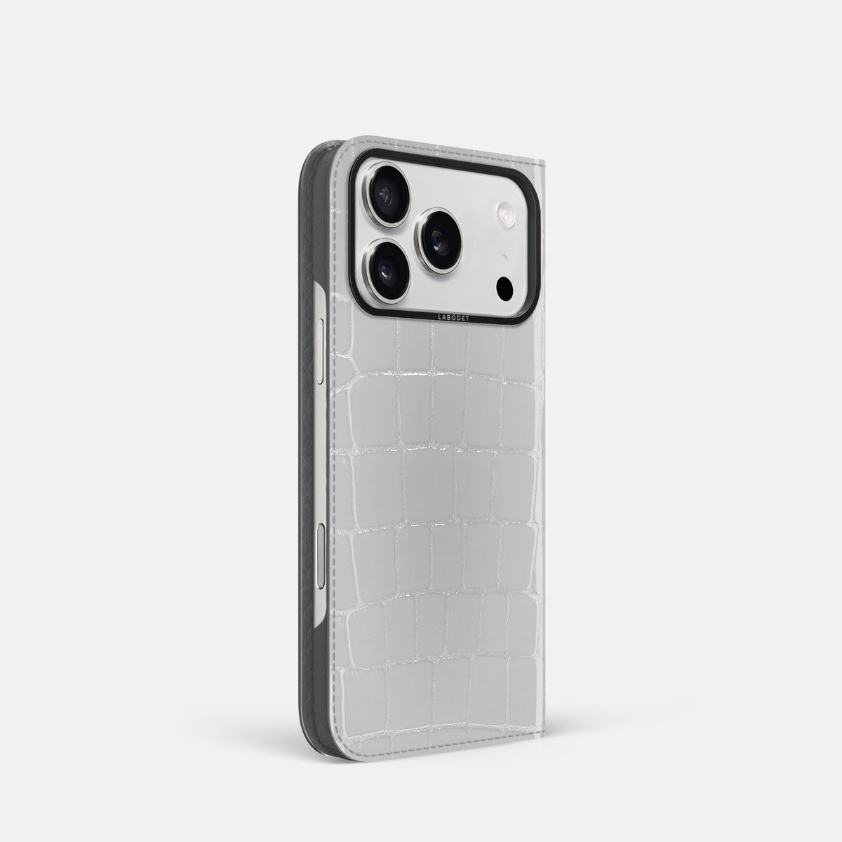Folio Case For iPhone 18 Pro In Shiny Alligator -1 | White-Black
