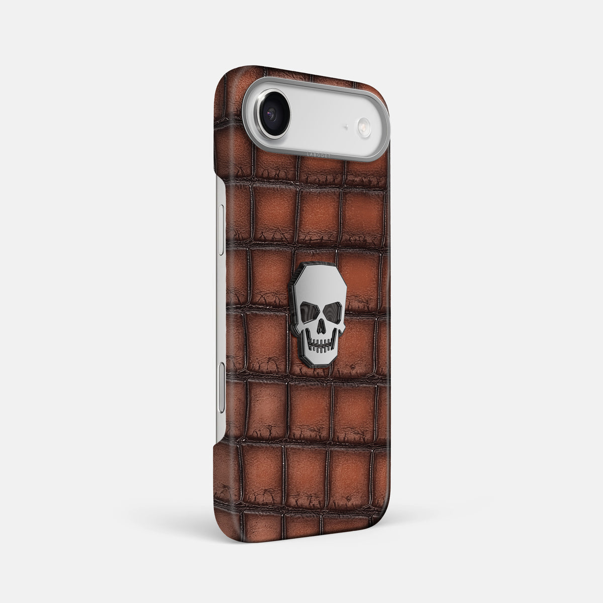 Classic Case With Titanium Skull For iPhone 17 Air In Patina Alligator -2 | Baobab-Steel