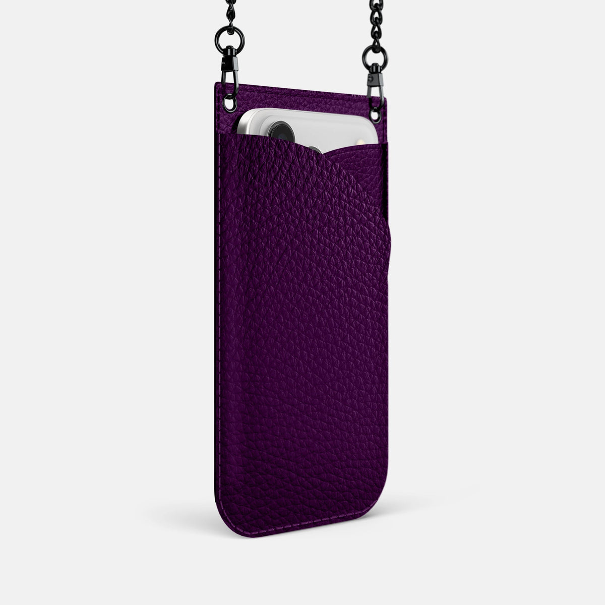 Crossbody Bag For iPhone 18 Pro In Calf -2 | Violet-Black