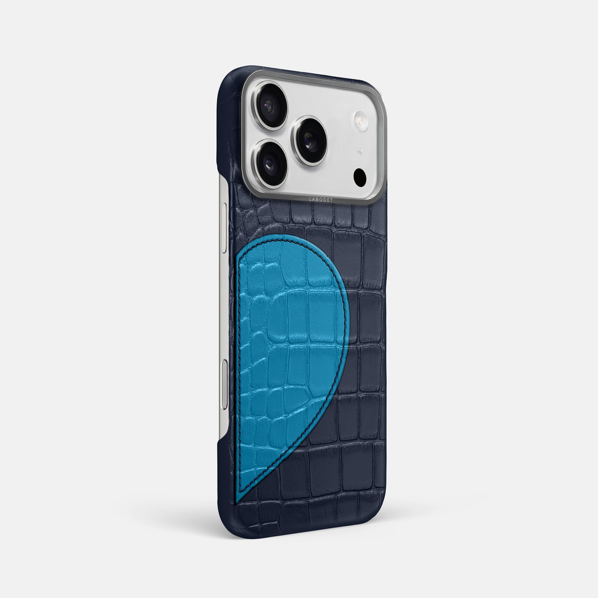 Classic Case With Half Heart - Right For iPhone 17 Pro Max In Alligator -2 | Navy-Blue-Steel