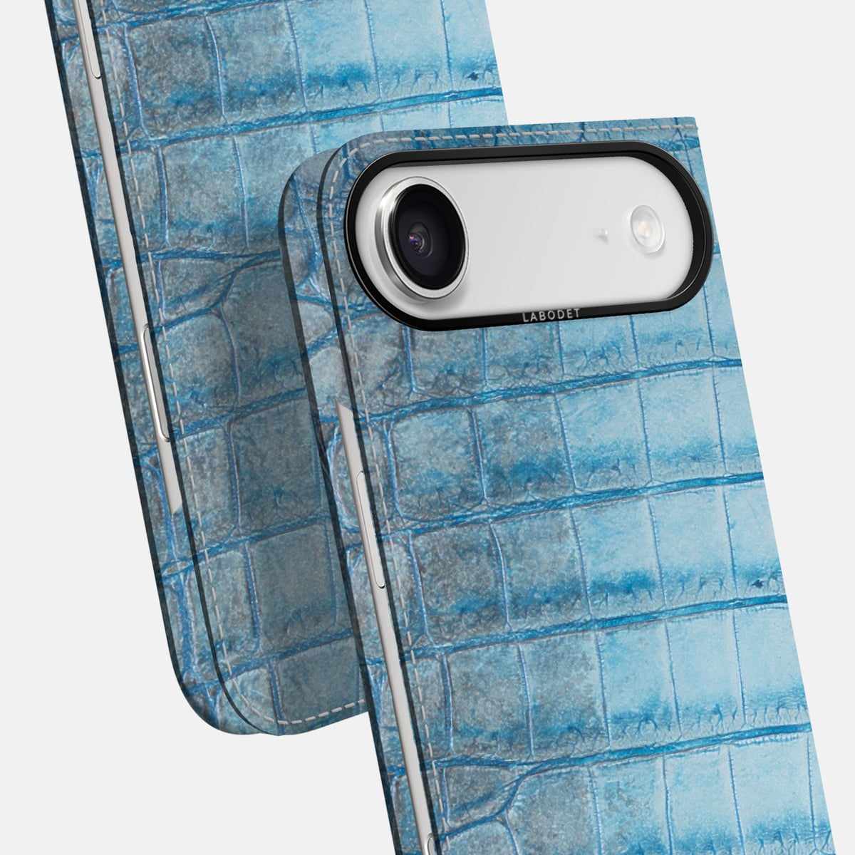 Folio Case For iPhone 17 Air In Himalayan Crocodile -5 | Ice-Blue-Black