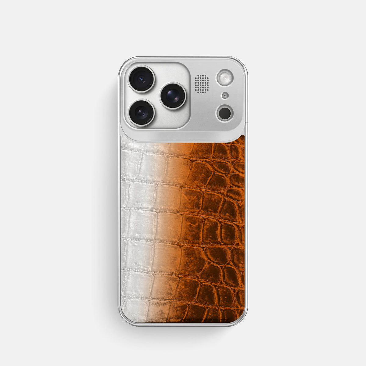 Metal Case For iPhone 17 Pro In Himalayan Crocodile -1 | Orange-Steel